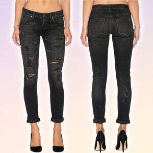 AGOLDE E Chloe Low Rise Slim Jean Sz 25 Destroyed Distressing